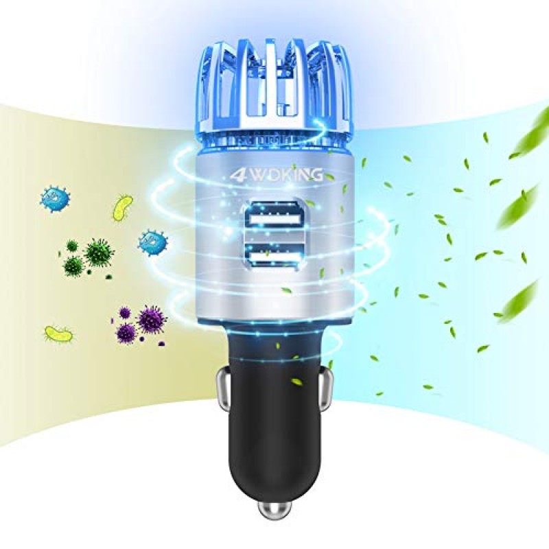 Car Air Purifier Ionizer, 12V Plug-in Car Air Freshener Gadgets(Silver)